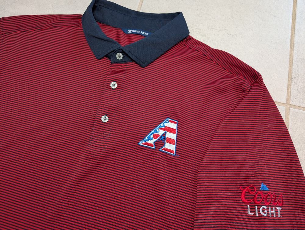 Cutter & Buck Men's XL Diamondbacks USA Striped Coors Light Logo Red Stretch